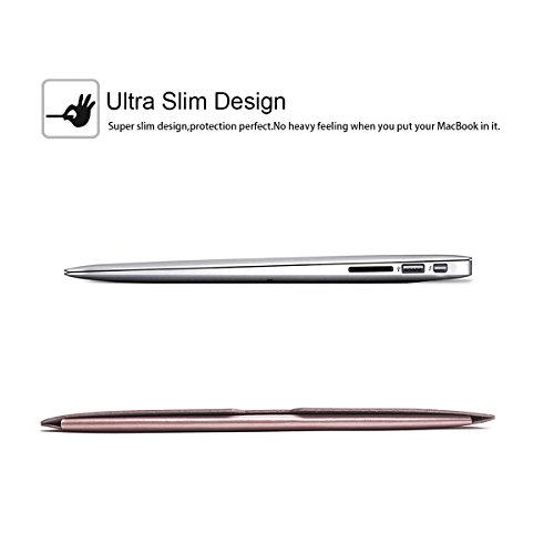 WALNEW Sleek Leather MacBook Air 13 Inch Protective Soft Sleeve Case Cover Macbook Pro retina 13 inch Carry Bag holder with safe interior and exterior mouse pad, Rose Gold by WALNEW - 5