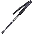 4 Session Folding Trekking Pole Adjustable Hiking Stick Telescopic Cane For Hiking Camping Walking (Black)
