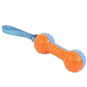 Petlicious & More TPR Squeaky Handle Dumbbell Chew Toy for Dogs and Puppies