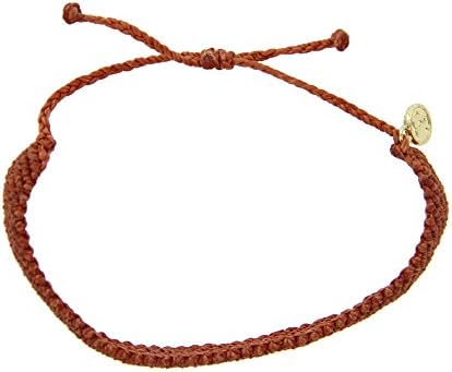 Pura Vida Adobe Flat Braided Bracelet - Plated Brand Charm, Adjustable Band - 100% Waterproof