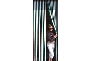 HOLLAND PLASTICS ORIGINAL BRAND Slat type Door Curtain,Bug Blind,Fly Blind,Strip Blind-GREEN & WHITE - 80cm wide x 200cm drop