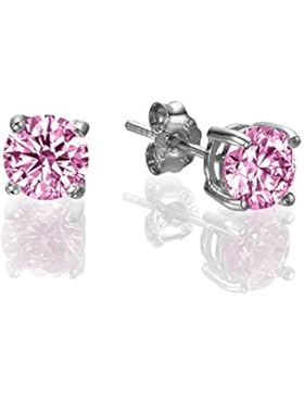 1/4 ct Phantasie rosa Runde swarovski Ohrringe Sterling Silber Ohr