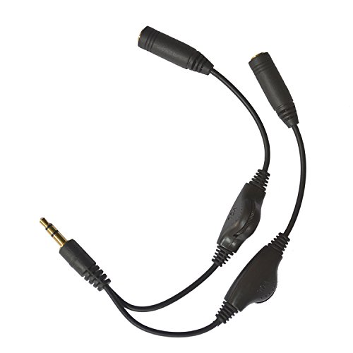 Cable alargador para auriculares Nextany, conector macho de 3,5 mm a 2 conectores hembra de 3,5 mm, ajuste de volumen doble, apto para todo tipo de auriculares