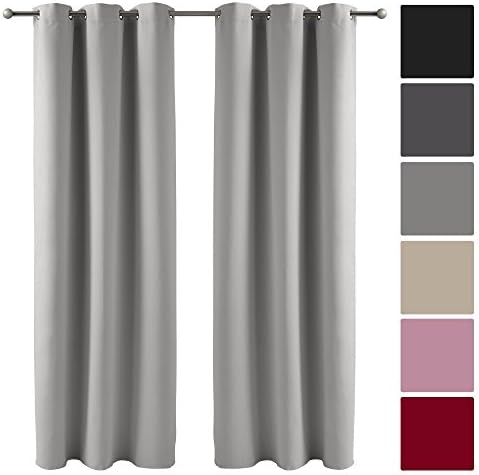 Decolicious - 1 Pair of blackout eyelet curtains - Grey - 46x54'' (117x137 cm)