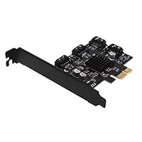 Rivo 4 Port SATA III PCIe 3.0 X1 Controller Card, PCI Express to SATA 3.0 6G, Marvell 88SE9215, Black