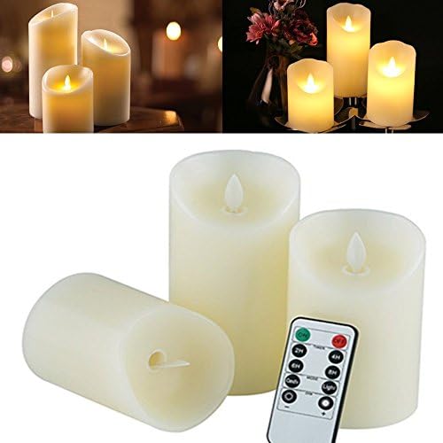 Atcket Flameless Candles Battery Operated Candles Plastic Pillar LED Candles with Dancing Flame with 10-key Remote and Cycling 24 Hours Timer For Christmas ,Home ,Party Decoration (Body-White)