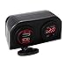 Produktbild Febelle Dual USB Auto Ladegerät Voltmeter Steckdose Zwei Loch Zeltboden für Auto LKW Boot rot