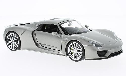 Preisvergleich Produktbild Porsche 918 Spyder, silber, geschlossen, Modellauto, Fertigmodell, Welly 1:24