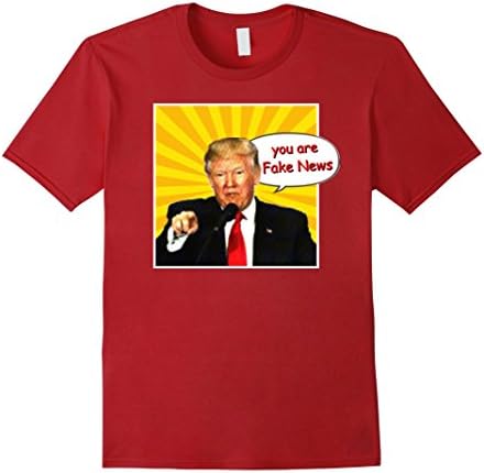 Men's Fake News, Trump T-Shirt, You Are Fake News Small Cranberry
