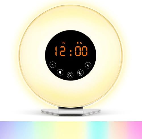 Wake-Up Light Alarm Clock, SEGURO 2017 New Design Updated Edition Sunrise Alarm Clock with Sunset Feature, FM Radio, 6 Natural Sounds, Bedside Lamp with 10 Brightness Settings, 7 Colors Night Light