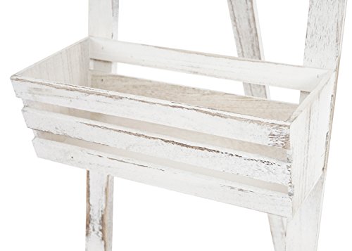Pflanzregal mit Tafel, Standregal Blumenständer, 117x34x58cm Shabby-Look Vintage ~ weiß - 5
