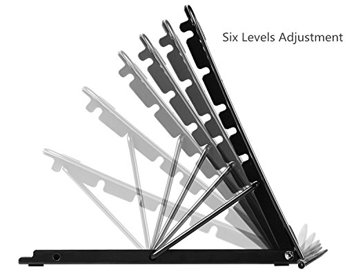 Faltbarer Laptop Tablet Ständer, InGoo Laptopständer Mesh Belüftet Kühler Halter Verstellbarer Computer Halterung Stütze Ständer für Laptop, Notebook, iPad Mini, iPhone, Tablets(Schwarz) - 2