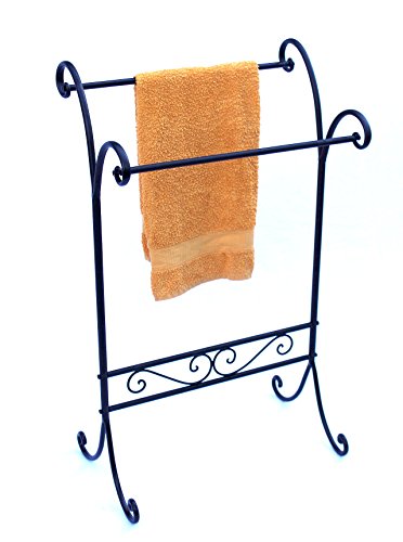 DanDiBo Handtuchhalter 092568 Handtuchständer 90 cm Landhaus Schwarz Standhandtuchhalter
