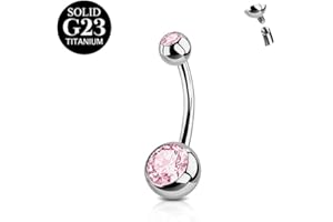FunZing Titanio Piercing ombelico argento 6mm 8mm 10mm 12mm 14mm 16mm bar lunghezza piercing ombelico titanio donne 1 pezzo 14G solido titanio Piercing ombelico rosa blu CZ anelli ombelico