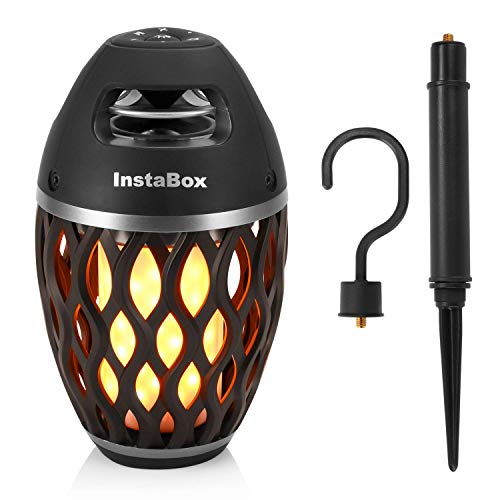 Preisvergleich Produktbild InstaBox FS18 Flamme LED Lampe mit tragbarer Bluetooth-Lautsprecher Flamme Nachttischlamp, wasserdicht IP65 mit 2000mAh Batterie, Verlängerter Lampenpfahl und -haken