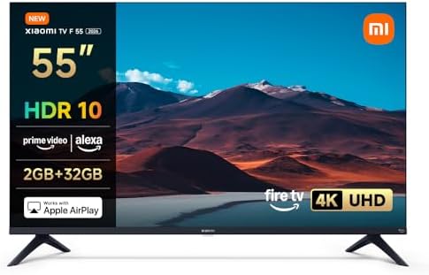 XIAOMI TV F 55, 55 pollici (140 cm),4K UHD,Smart TV,Fire TV, Triple Tuner DVB-C/S/S2/T/T2,HDR10, MEMC, Modalità Game Boost 120Hz, Controllo Vocale Alexa, 2GB+32GB, Compatibile con Apple AirPlay