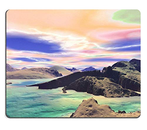 Preisvergleich Produktbild Mousepads Day and Night Composite Mountain Landscape Flowers on Hillside Meadow Near Village in Foggy Mountain Image ID 35112066 250mm*300mm
