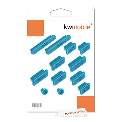 kwmobile 12in1 Set: 12er Staubschutz Set für Apple MacBook Pro 13″ 15″ Retina / Air 11″ 13″ (ab Mitte 2011) – Staubschutz Stecker Zubehör Dust Plug in Blau - 6