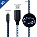 Produktbild iPhone Lightning Kabel, MKDGO 3 Füße Flachkable Sichtbar Fließende LED Licht Schnelle Ladegerät USB Sync Datenkabel für Apple Handy iPhone X/8 Plus/8/7/7 Plus/6s/6s Plus/6/6 Plus/5s/ 5c/iPad/iPod - Blau Licht