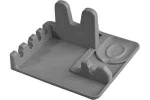 Cozihom Silicone Spoon Rest and Pot Lid Holder Stand for Kitchen Counter Top, Ladle/Spatula/Spoon/Tongs Holder, Food Grade Silicone, Heat Resistant, Anti-Slip BPA-Free, Grey