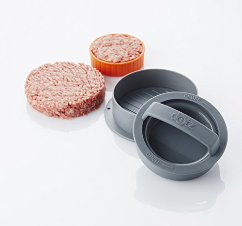 Point-Virgule Dotz 2 in 1 Hamburgerpresse Burgerpresse Pressen, für kleinere Burgerpetties mit Ø 7cm und große Petties mit Ø 10cm, aufeinander stapelbar – in Grau/ Orange - 6