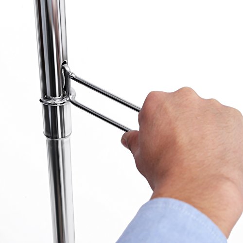 Songmics Schwerlast Metall Kleiderständer auf Rädern, bis 110 kg belastbar, Länge: 129-189 cm, Chrom HSR12S - 4