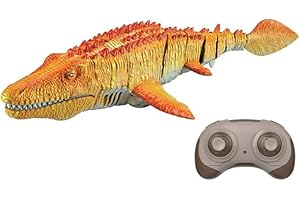 OBEST Ferngesteuertes Mosasaurus Boot, 2.4GHz RC Hai-Spielzeug, Shark Wasserspielzeug für 14+ Kinder Electric Dinosaurier-Boot, Simuliertes Mosasaurierschwimmen mit Wassersprühfunktion (2 Batterien)