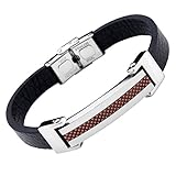 PiercingJ - Bijoux Bracelet Leather Cuir Veritable Menotte avec Fermoir Acier In