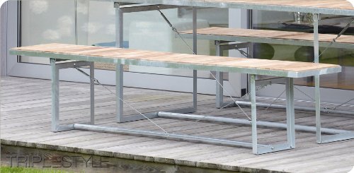 Preisvergleich Produktbild jankurtz Klappbank "Jever" mit Teakbelattung, ca. 220x35 cm