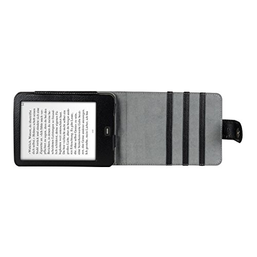 kwmobile Flip Hülle Case für Tolino Vision 1 / 2 / 3 / 4 HD mit Standfunktion – Kunstleder Tasche aufklappbar in Schwarz - 4