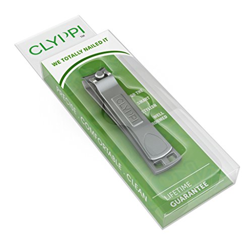 Nail Clippers For Toenails by Clyppi - Swing Out Nail Cleaner / File - Popular Gifts For Men & Women - Sharpest Stainless Steel Clipper - Wide Easy Press Lever - Best Large Nail Cutter