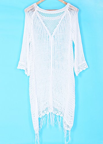 Sommer Damen Bademode Stricken Mini Strandkleid Sexy Beach Lace Bikini Dress - 6
