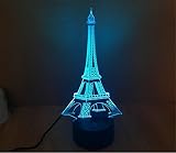SmartEra® 3D optische Täuschung Eifelturm Beleuchtung Nacht 7 Farbwechsel USB Touch Taste LED Schreibtisch Tabellen Licht Lampe Tischleuchte - 3