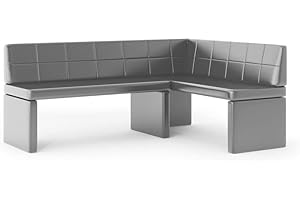 ‎GREKPOL GREKPOL Eckbank Marta Küchenbank Sitzecke Kunstleder pflegeleicht (Grau rechts, 142x196cm)