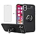Price comparison product image Phone Case for Apple iPhone Xs X 10 with Tempered Glass Screen Protector Cover Magnetic Ring Holder Cell Accessories Slim Full Body Shockproof Silicone iPhoneX iPhoneXs i SX 10x 10s 10xs 5.8 Ten Black