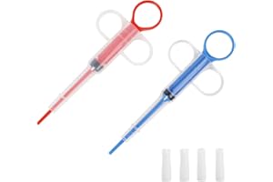 WeddHuis 2Pcs Pet Pill Dispenser, Siringa per Animali da Compagnia, Animali Medici Dispenser, Animali Medici, Dispenser con 4 Punte Morbide, Riutilizzabili, per Gatti, Cani