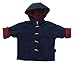 DUF05 CozyBear Navy Microfleece Duffle Coat with Red Berry Lining - age 6 to 12 months