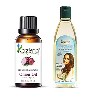 KAZIMA Combo of Onion Oil 15ML and Jasmine Herbal Hair Oil 100ML Anti Hair Fall Control & Maintains Healthy Scalp & Promote Hair Growth