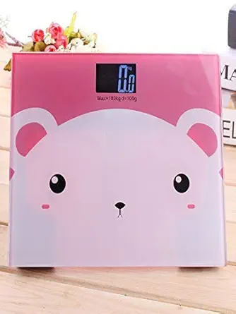 HOMESHOPPER Digital Personal Bathroom Body Weight Weighing Scales Electronic Thick Tempered Glass LCD Display Human Body, Weight Machine Home Clinic Hospital( Multicolor/Print (Multi White Pink type)