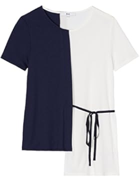 FIND Damen T-Shirt Colour Block Tie Detail