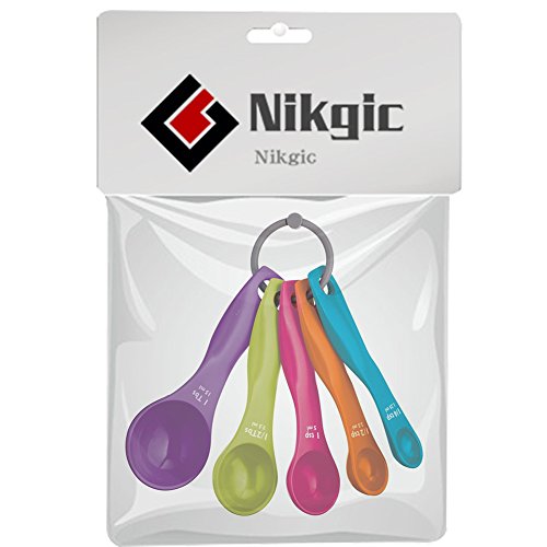 Nikgic Messlöffel Set Bunte Kunststoff Messlöffel Set für Backen Küche 5 Stück - 7