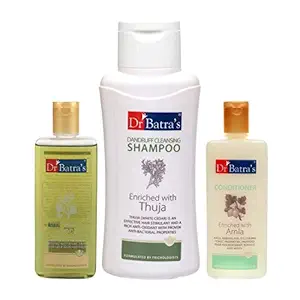 Dr Batras Dandruff cleansing Shampoo 500ml, Conditioner 200ml and Hair oil 200 ml (Pack of 3 for Men and Women)
