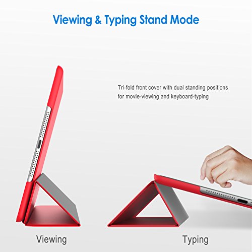 JETech iPad Air Slim-Fit Smart Case Hülle Schutzhülle Tasche mit Ständer Funktion und Auto-Einschlaf/Aufwach für Apple iPad 5 (Rot) - 3