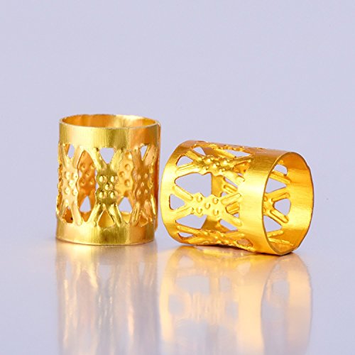Mudder 50 Stück Aluminium Dread Lock Verstellbar Metall Cuffs Dreadlocks Perlen Flechtet Haar Schmuck, Golden - 2