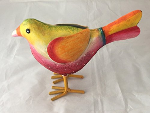 Gartenfigur bunter Vogel aus Metall 3 verschiedene Farben zur Auswahl 20x9x18cm Handarbeit Gartendeko Metallfigur Gartendekoration Gartenfiguren (Auswahl Vogel pink mit weißem Schnabel) - 4