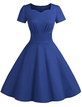Dresstells Damen Vintage 50er Rockabilly kurzarm Swing Kleider Partykleid