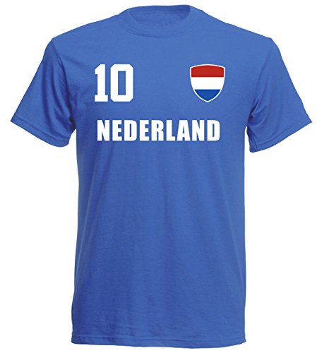 Niederlande Holland WM 2018 T-Shirt Trikot Style – Blau ALL-10 – S M L XL XXL (2XL)