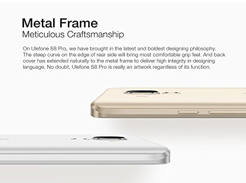 Ulefone S8 Pro - 5,3 pollici Schermo HD 0.5mm Bezel Android 7.0 4G Smartphone, tripla fotocamera (5MP + 5MP + 13MP), Quad Core 2GB RAM + 16GB ROM, GPS, Cornice metallica - Nero