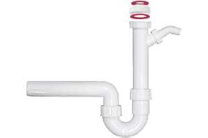 Schläfer 439506 |Sifone a S per Scarico Lavabo Bagno e Lavandino Cucina, con Attacco per Lavastoviglie e Lavatrice, Diametro 40mm, Adattatore Universale 1"1/2 e 1"1/4