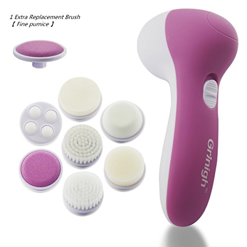 Grinigh 8-in-1 Electric Rotating Facial Brush | 7 Different Brushes ( Cleaning,Massage,& Exfoliation ) With 1 Replacement Fine pumice Brush for Face & Sensitive Skin | Your Personal Facial Beauty Assistance